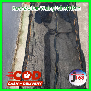 Keramba Ikan waring polinet hitam dengan penutup resleting ukuran 2x1x50