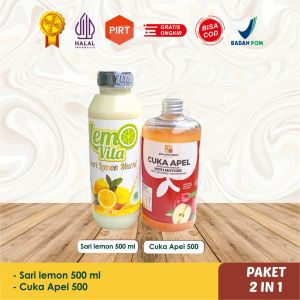 Lemovita Paket 2 IN 1 Diet & Detox Sari Lemon 500 ml Cuka Apel 500 ml