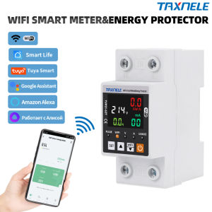 63A TUYA WiFi Smart  mendeteksi Kebocoran Di Bawah Pelindung Tegangan Perangkat memiliki Relai Pemutus Sakelar Daya Energi KWh Meter