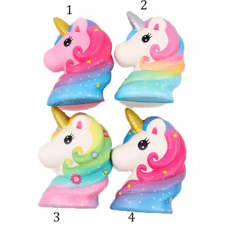 Squishy kepala unicorn Rainbow slow rising