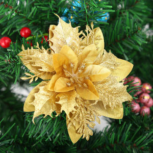 Protree Christmas Flower Artificial Flowers Merry Christmas Decorations  Xmas Tree Ornaments