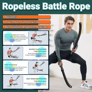 🔥Ropeless Battle Rope (1 Pair) for Home Gym 🔥Workouts anytime anywhere🔥Low-Impact Cardio Training
