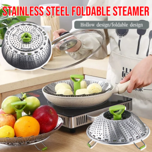 Portable Stainless Steel Multifunctional Steamer Foldable Telescopic Basket for Kitchen Durable Space-Saving