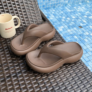 2026 Womens thick-soled flip-flops for summer outdoor wear ins Korean-style fashionable home soft-soled letter shoes EVA Womens Sandals