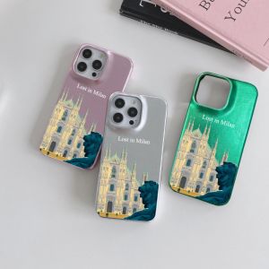 Customized Letters Glitter PU Leather Case For Iphone 13 12 15 14 16 Pro Max 15 16plus Case Hard Metallic PU Cover Lost in Milan