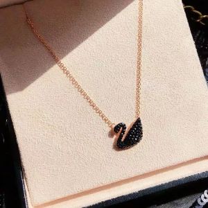 good 999 jewelry Titanium steel Fashion simple design black Swan Crystal necklace for women N8047