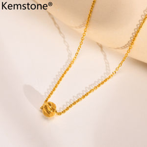 Kemstone Stainless Steel Female Gold Plated Bead Pendant Necklace Jewelry Gift for Women