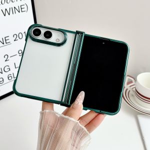 Electroplated Clear Case For iPhone Duo Luxury Plating Frame Anti-Yellow Hard PC Cover Shockproof Slim Foldable Phone Protective Casing
