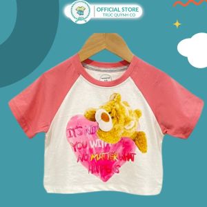 Áo Thun Croptop In Hình Gấu Teddy Nữ Trúc Quỳnh Co (12-33kg)
