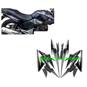 STIKER STRIPING LIS BODY MOTOR HONDA TIGER REVO TAHUN 2013 WARNA FULL HITAM-SILVER 1SET STANDAR