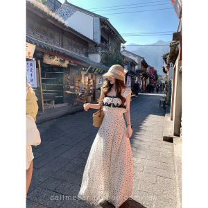 2026 New Summer Women Lace Spliced Stylish Design Vacation Style Dress