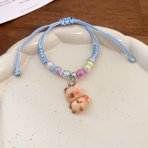 C.three Cute Cartoon Bracelet Little Bear Flower Hand Woven Bracelet Sweet Niche Bracelet Women