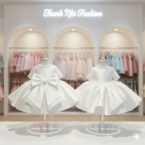 Váy Bé Gái Đính hạt Tay và Cổ dễ thương hot trend - Váy Công Chúa hàng Thiết Kế Cao Cấp Thanh Nhi Fashion TN233006