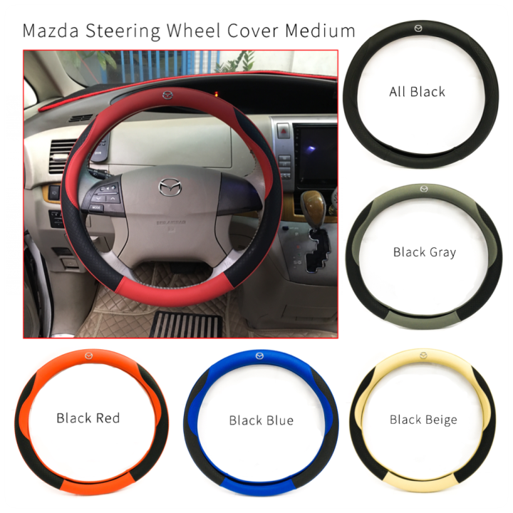 CPA 38cm SPORT TYPE CAR MAZDA STEERING WHEEL COVER NONSLIP LEATHER