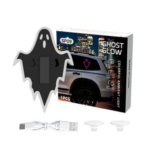 ERMENLED Type-C Charging Car Ambient Light Bat Shaped Solar Powered Rear Windshield Light Dynamic Display LED Ghost Light Car Window Decoration