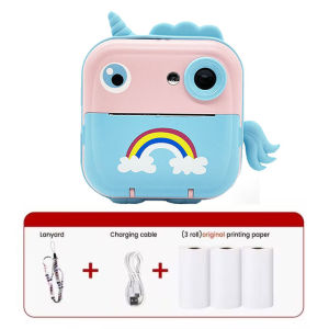 LIOTOG New Q5 Mini Kids Instant Digital Print Camera 2.4inch IPS Screen Digital Photo Camera with Thermal Print Childrens Camera Video Recording for Photography Birthday Gift Toys With 3Roll Thermal Photo Paper