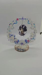 Scaramouche Acrylic Stand Ring Hoop Standee Hanging Pendant Charm Ocean Jellyfish Starfish Shell Pattern Round Slot Base Anime Desk Decoration Collectible Gift For Room Display