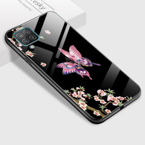 Casing For Samsung Galaxy A12 5G A32 5G A52 A50 A51 A13 A71 softcase Shockproof Butterfly Floral Flower Pattern Phone Case Soft Edge Hard Case Glossy Tempered Glass Casing Back Cover  Samsung Galaxy A12 Phone Case