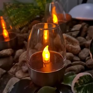 Solar Lights Outdoor Garden LED Candle Light Lawn Deck Night Light for Garden Courtyard Balcony Holidays Lighting