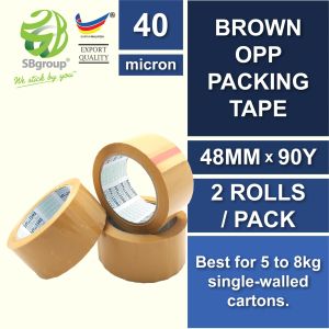 Clear / Brown OPP Packing Tape 48mm x 90yards x 40mic (2 Rolls)