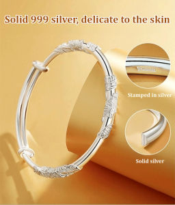 S999 Silver Plated Bracelet Womens Silver Jewelry Bracelet Ancient Silver Bracelet Simple High-end Flower Bracelet Bracelet