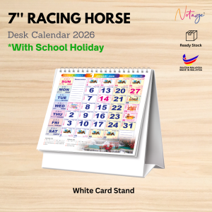 7" Year 2026 Horse Table Calendar Desktop Flip State School Public Holiday Malaysia Kalendar Kuda Racing Horse 跑马日历