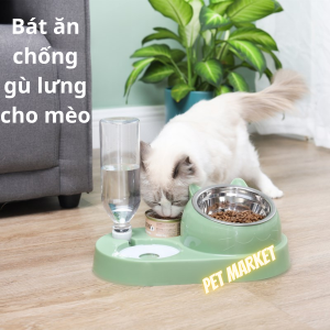 BÁT ĐÔI INOX CHỐNG GÙ LƯNG CHO THÚ CƯNG KÈM BÌNH CẤP NƯỚC TỰ ĐỘNG