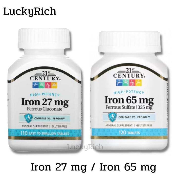 [Exp2025] 21st Century Iron 65 mg 120 Tablets / Iron 27 mg 110 Tablets Lazada.co.th
