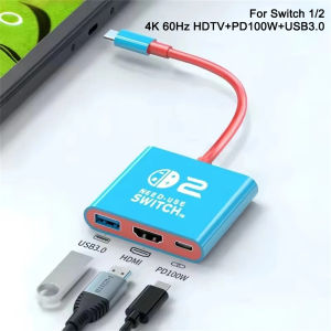 3 In 1 USB C HUB Type C to HDMI PD100W Charge Docking Station 4K 60Hz USB-C 3.0 for Switch 2/Switch1