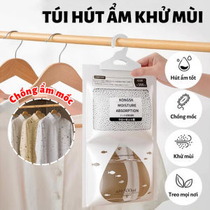 Túi Hút Ẩm Tủ Quần Áo Gói Hút Ẩm Chống Mốc Tủ Giày Bếp Phòng Ngủ Có Móc Treo 2 Ngăn 500ml