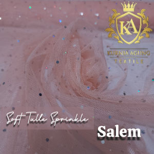 Soft Tulle Tile Diamond Sprinkle warna Sage Green lebar 1.7meter di jual per 50cm