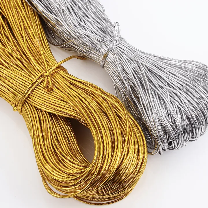 90meter 100% Polyester Gold Silver Cord No elastic Gift Packing String ...