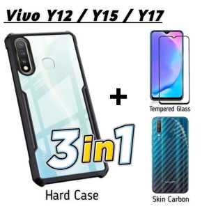 PROMO Case VIVO Y12 / VIVO Y15 / VIVO Y17 / VIVO Y19 / VIVO Y20 / VIVO Y20S / VIVO Y20i / VIVO Y20A  Hard Case Fusion Armor  Shockproof FREE Tempered Glass Warna Dan Skin Carbon Handphone