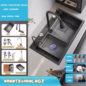 Waterfall Nano Sink Stainless Steel Kitchen Sink Large Single Bowl Household Dishwashing Basin Kitchen Supplies For Kitchen