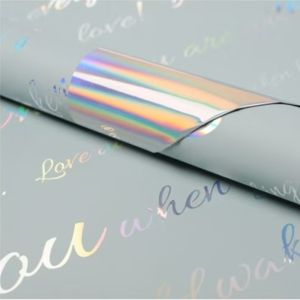Kertas Buket Hologram Paper Bi Color Flower Wrapping Cellophane Plastik OPP Rainbow KB6064