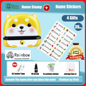 Waterproof Customized Name Stamp With 30 pcs Name Stickers Fabric Stamp For Kids Name Label For Clothes Students Name Chop Kindergarten Clothes Teacher Stamp Nurse Stamp