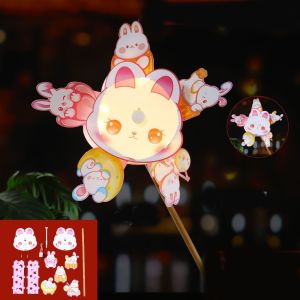 Minoa lantern chinese灯笼 traditional 中秋节灯笼diy China-Chic Rotating Windmill Lantern DIY Material Bag Light up Mid Autumn Lantern Cute Handmade Rabbit Windmill Lantern Holiday Gift