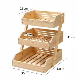 Wooden Fruit Basket with 2/3 Layers – Durable Easy-Assemble Countertop Stand