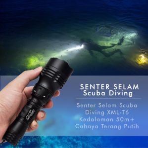 Senter Selam Air Laut LED & Scuba Diving: Waterproof 50 Meter & Cahaya Super Terang
