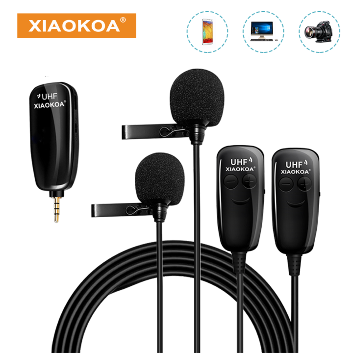 XIAOKOA Lavalier Wireless UHF Microphone Recording Wireless Lapel