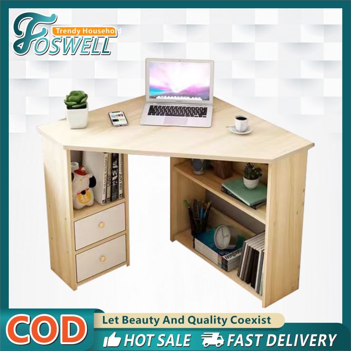 Triangle Top Computer Table FOSWELL Wooden Desk Table Simple Computer Desk Triangle Table Corner ...