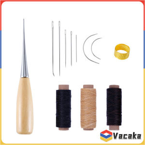 12pcs Leather Sewing Kit Sewing needle/Wooden Handle Awl/30m Wax Thread