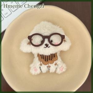 Hmeme Cute Cartoon Glasses Hat Dog Plush Keychain Kawaii Puppy Backpack Pendant Keychain Stuffed Doll Toys Charms Accessories Gifts