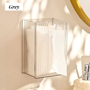 Wall Mounted Tissue Holder Organizer Transparent Tissue Storage Box Paper Towel Holder Adhesive Tissue Dispenser