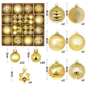 LABAICAI christmas decorations 44pcs Shatterproof Christmas Balls Plastic Reusable Christmas Tree Decorative Childrens Gifts 3-6cm Christmas Pendant Ball Home
