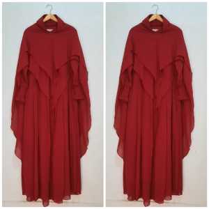 gamis ceruty babydoll/gamis syari/aminah syari/gamis ceruty/satu set dengan jilbab/model plisket/full furing/busui friendly