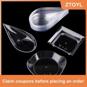 【ZTOYL】 10Pcs Transparent Mini Appetizer Plates Ice Cream Cup Plastic Fruit Candy Cake Jelly Yogurt Mousse Dessert Container Pastry Tool