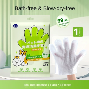 【SG SELLER】 Pet Wipes 1 Pack 6Pcs Cat Wipes Dog Wipes Cats Dogs Wipe Plant-Based Formula For Daily Use Cat Cleaning Gloves