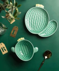 Bát Ăn Cơm Bộ Bát Đĩa Sứ Decor Chén Dĩa Xương Rồng Dễ Thương Cute Cao Cấp S29