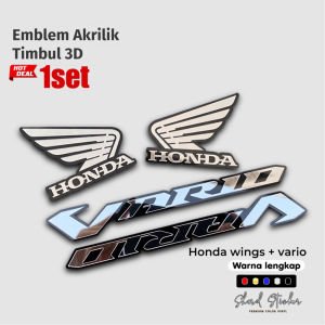 paket spesial emblem akrilik logo vario & logo honda sayap timbul 1 set special package emblem akrilik honda vario & honda wings sepasang